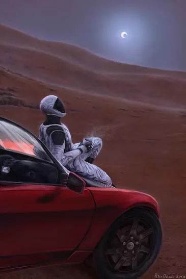 Starman watching a Mars eclipse