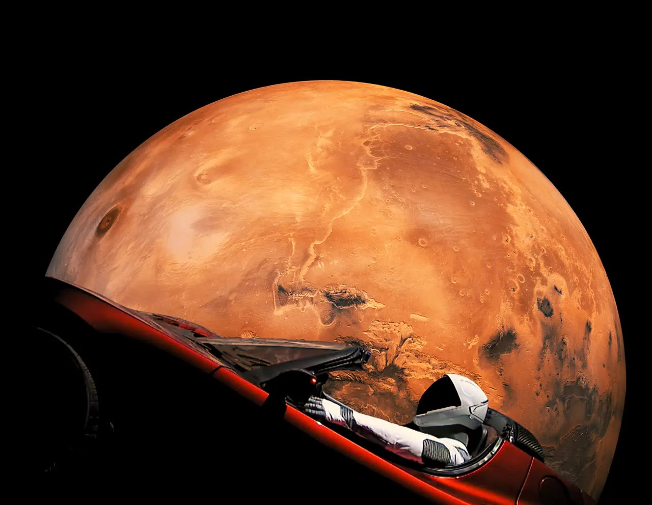 Starman orbiting the red planet